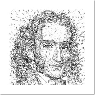 PAGANINI black and white pencil portrait .1 Posters and Art